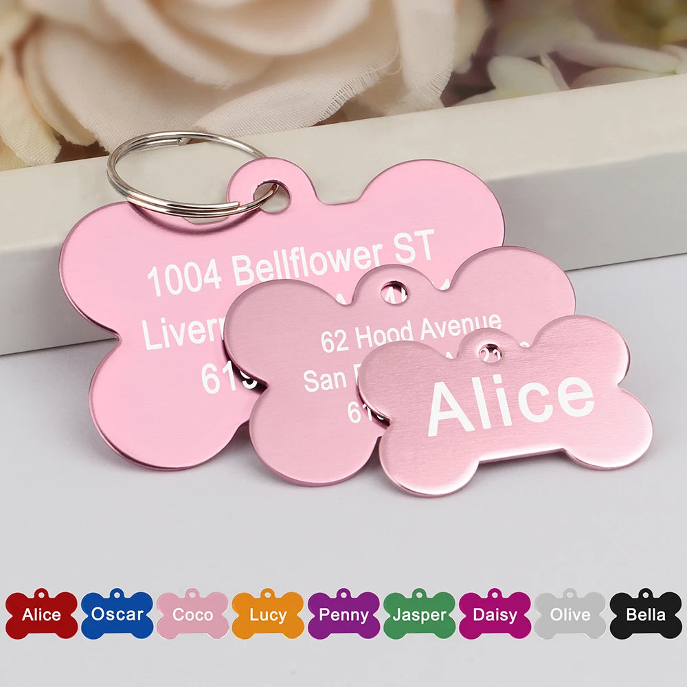 Médaille d'identification personnalisée pour chiens et chats, en alliage, pour chiots et chatons, accessoires de collier, étiquettes anti-perte pour animaux de compagnie, pour petits et grands chiens et chats