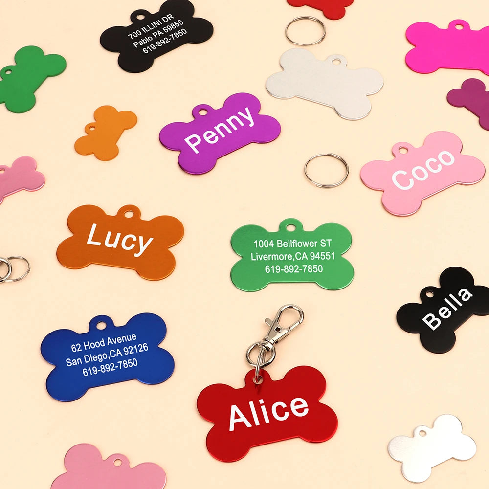 Médaille d'identification personnalisée pour chiens et chats, en alliage, pour chiots et chatons, accessoires de collier, étiquettes anti-perte pour animaux de compagnie, pour petits et grands chiens et chats