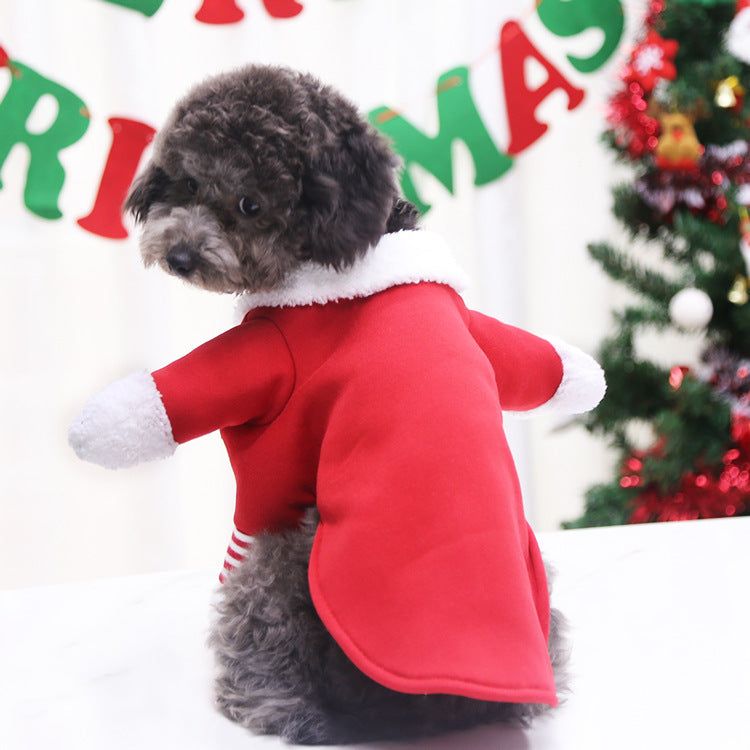 Pet Christmas Clothes Santa Claus Dog Costume Winter Puppy Coat Jacket Suit with Cap Warm Clothing Cosplay For Dogs Cats