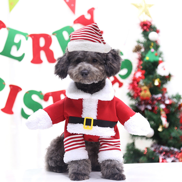 Pet Christmas Clothes Santa Claus Dog Costume Winter Puppy Coat Jacket Suit with Cap Warm Clothing Cosplay For Dogs Cats