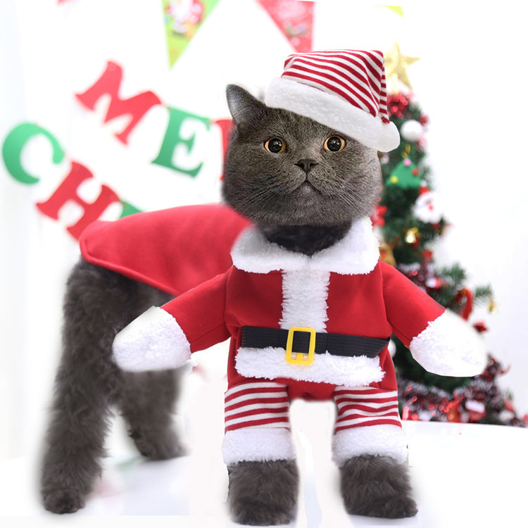 Pet Christmas Clothes Santa Claus Dog Costume Winter Puppy Coat Jacket Suit with Cap Warm Clothing Cosplay For Dogs Cats