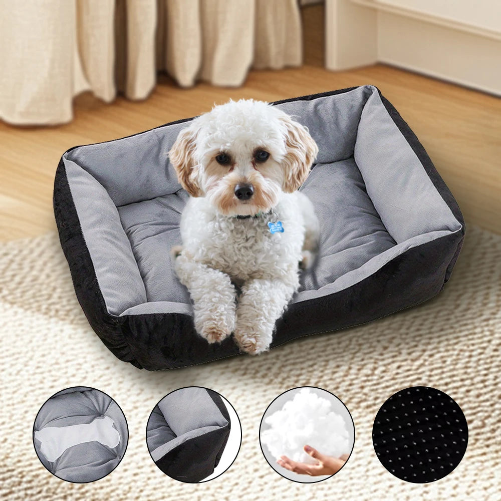 Warm Bone Pet Dog Bed Warm House Square Nest Washable House Pet Kennel For Small Medium Dogs Cats Puppy Dog Baskets