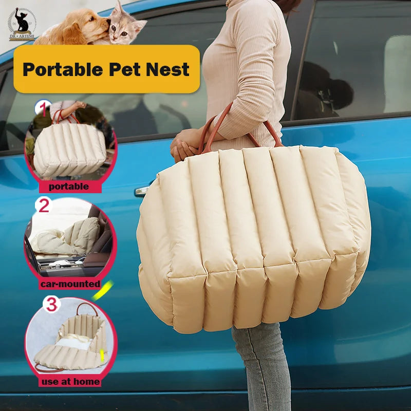 Portable Pet Dog Car Seat Nonslip Carriers Safe Car Box Booster Kennel Bag for Small Dog Cat Travel Siege De Voiture Pour Chien