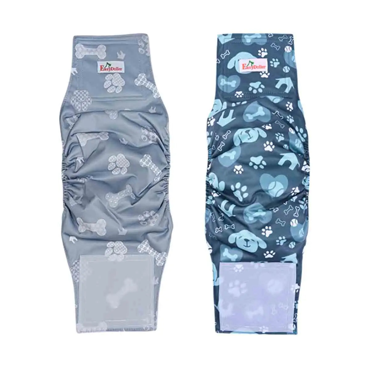 2 Pack Washable Male Dog Diaper Cute Cartoon Paw Print Pattern Pet Nappy Belly Band Wrap Reusable Sanitary Pants DogS Underwear