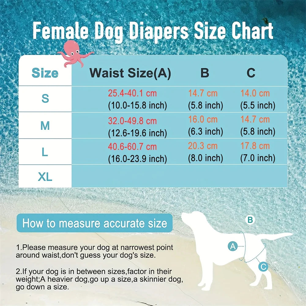 Washable Belly Band Highly Absorbent Female Dog Diaper djustable Pet Physiological Pant for Puppy Leak Proof Pee Panties Diapers