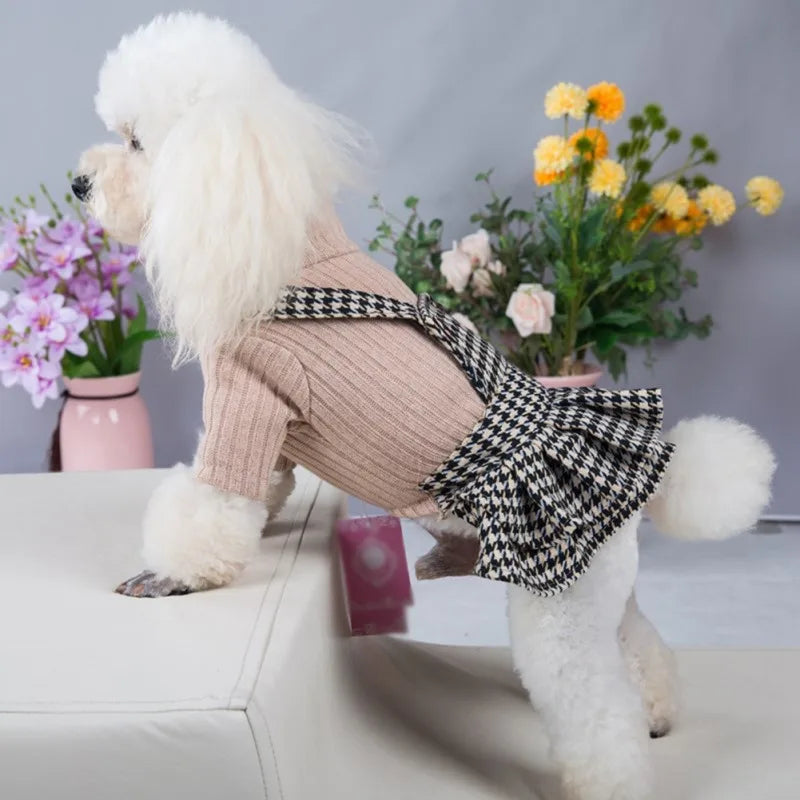 Spring Summer Pet Dog Clothes Striped Bear Cute Cat Strap Denim Skirt Yorkie Chihuahua Dresses Clothes Ropa Perro