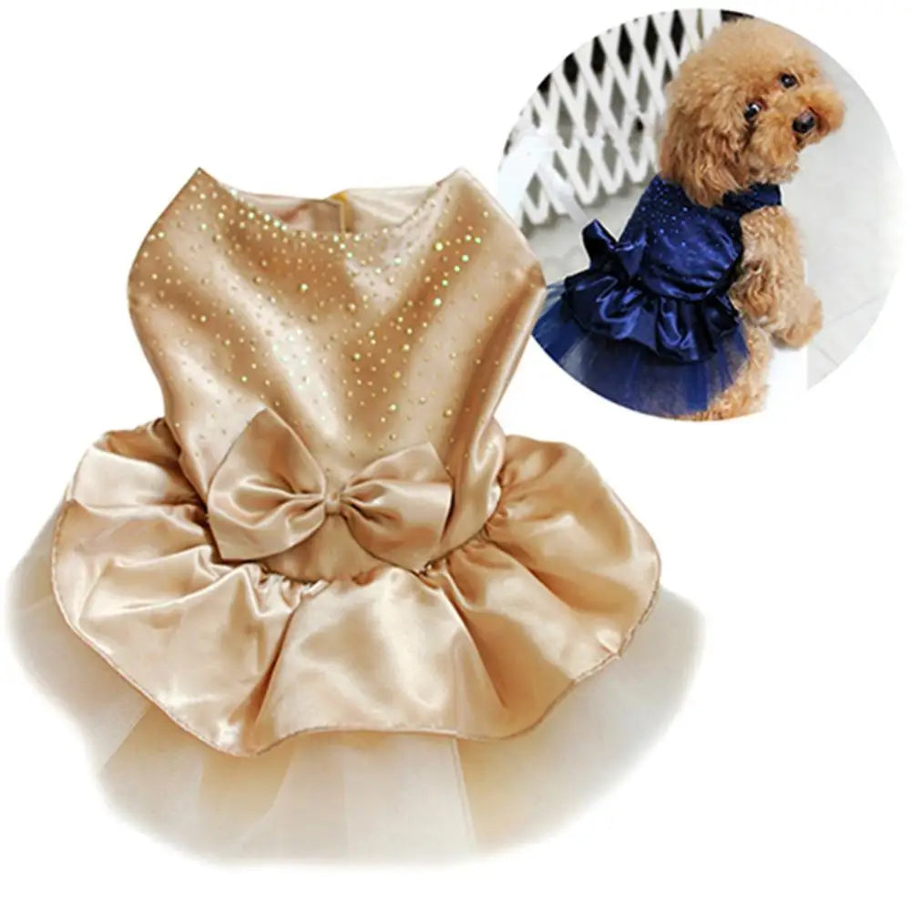 Luxury Princess Wedding Dog Dresses for Small Dogs Sequin Shirt Summer Spring Dress Dog Clothes for Chihuahua Girl Puppy Apparel