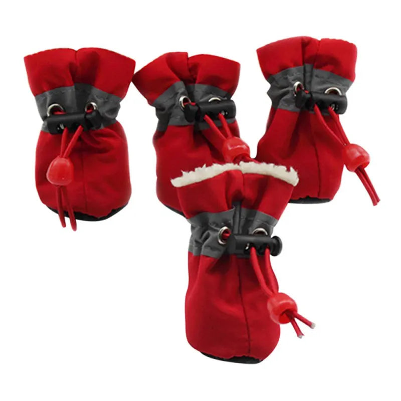 4pcs/set Waterproof Winter Warm Pet Dog Shoes Anti-slip Rain Snow Boots Thick For Small Cats Puppy Chihuahua Socks Booties