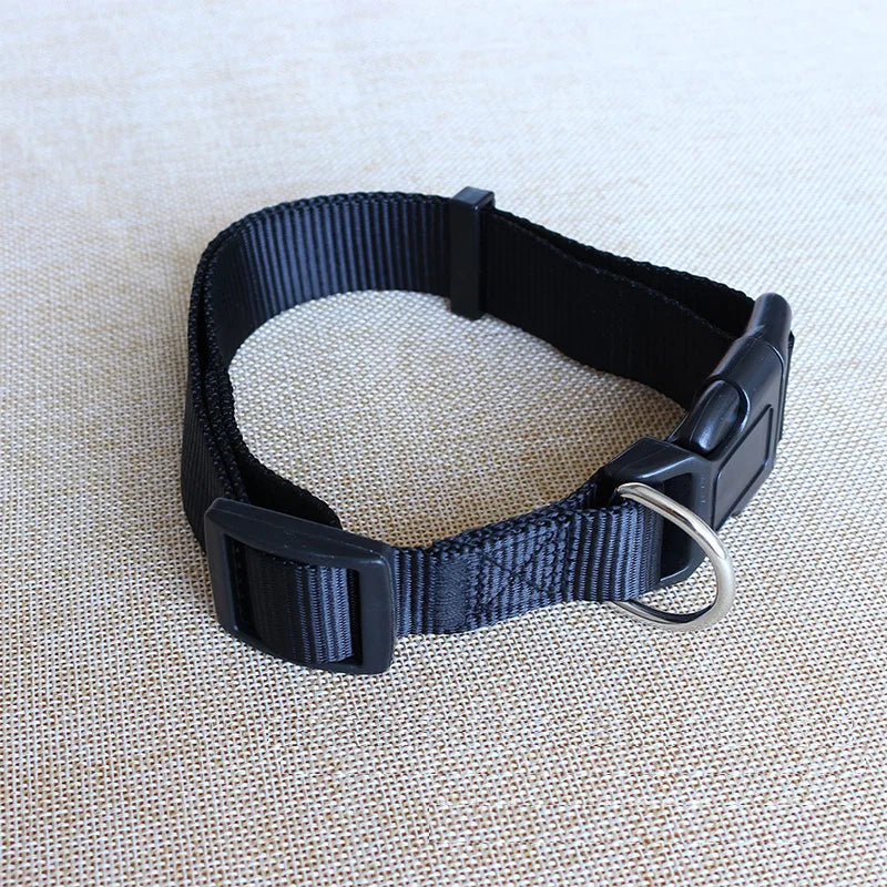 Nylon Dog Collar Adjustable Pet Collar for Small Medium Large Dogs Solid Color Dog Leash Pet Supplies