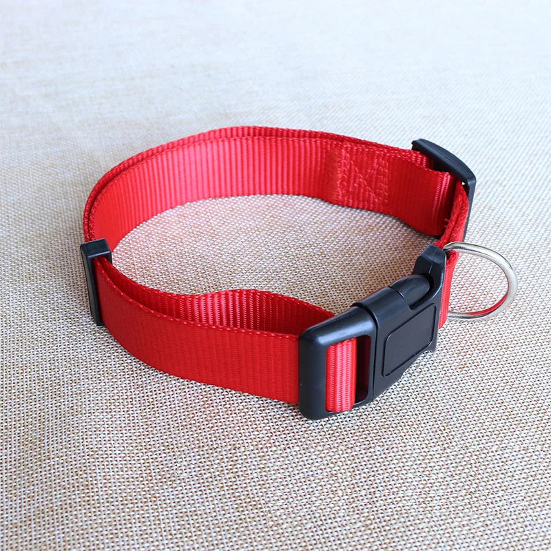 Nylon Dog Collar Adjustable Pet Collar for Small Medium Large Dogs Solid Color Dog Leash Pet Supplies