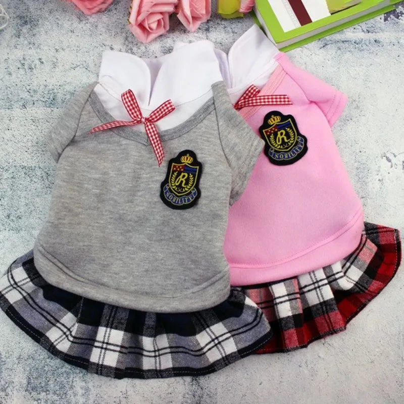 Winter Pet Clothes Warm Girl and Boy Dogs Campus Style Coat Puppy Dog Cat Dress Skirt Sweet Dresses for Small Dog Pet Clothing