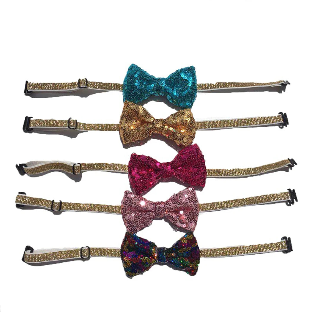 Jolis accessoires de toilettage pour animaux de compagnie à paillettes, mignon chien chiot chat chaton jouet pour animaux de compagnie enfant solide nœud papillon cravate vêtements chat chien cravate