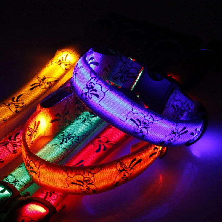 LED Dog Collar Light Night Safety Nylon Pet Dog Collar Glowing Luminous Collar Perro Luz Bright Dog Collar Electronic Pets Items