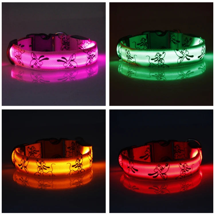 LED Dog Collar Light Night Safety Nylon Pet Dog Collar Glowing Luminous Collar Perro Luz Bright Dog Collar Electronic Pets Items