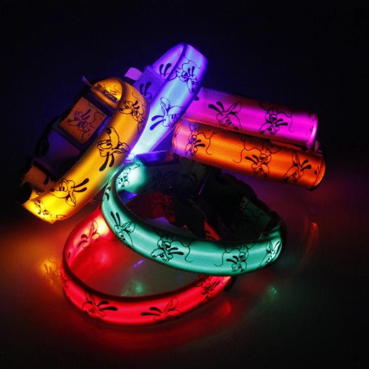 LED Dog Collar Light Night Safety Nylon Pet Dog Collar Glowing Luminous Collar Perro Luz Bright Dog Collar Electronic Pets Items