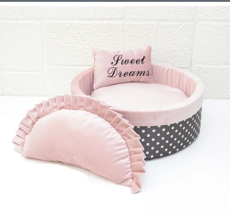 Warm Sleeping Bed for Cats, Puppy Kennel, Comfortable, Lovely Dot, Kitten, Puppy, House for Winter, Top Quality