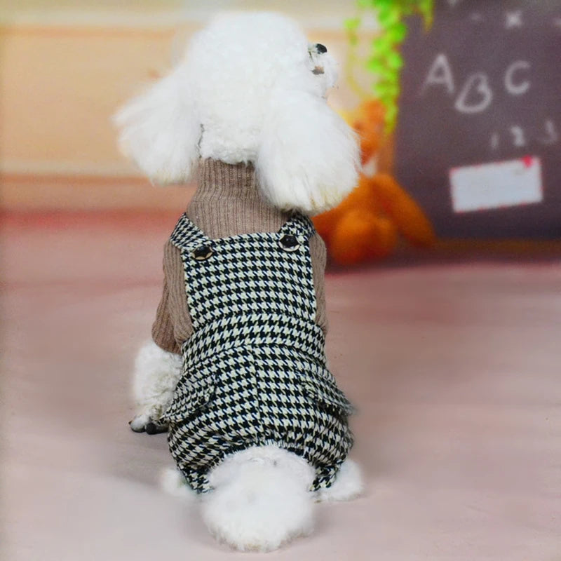 Boy/Girl Dog Cat Dress Sweater Strap Houndstooth Design Pet Hoodie Autumn/Winter Clothing Apparel For Dogs Cats