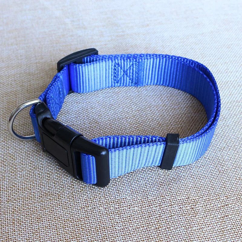 Nylon Dog Collar Adjustable Pet Collar for Small Medium Large Dogs Solid Color Dog Leash Pet Supplies