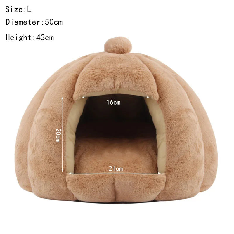 Winter Dog Bed Kennel Small Medium Semi-closed Yurt Rabbit Plush Warm Cat Pet Kennel