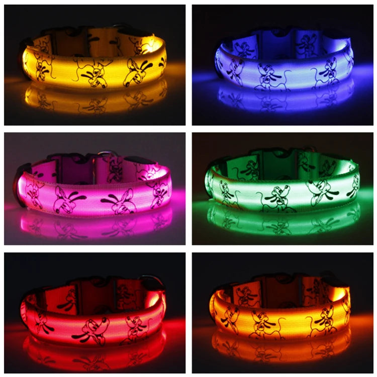 LED Dog Collar Light Night Safety Nylon Pet Dog Collar Glowing Luminous Collar Perro Luz Bright Dog Collar Electronic Pets Items