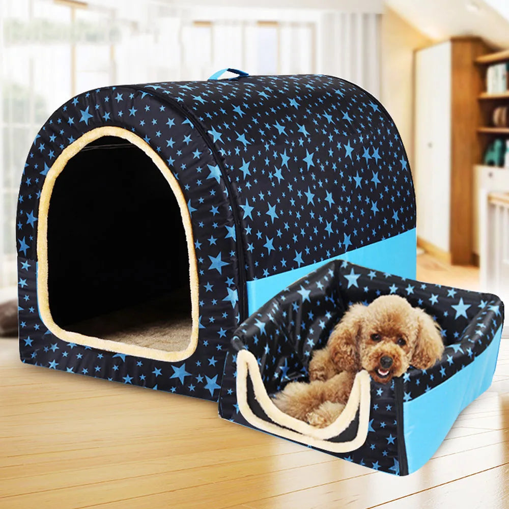 Removable Dog Warm House Washable Pet bed for Large Medium Dogs Travelling Portable Dot Print Flower Pet House Sleeping Bed