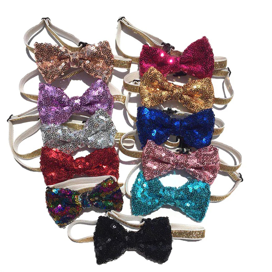 Jolis accessoires de toilettage pour animaux de compagnie à paillettes, mignon chien chiot chat chaton jouet pour animaux de compagnie enfant solide nœud papillon cravate vêtements chat chien cravate