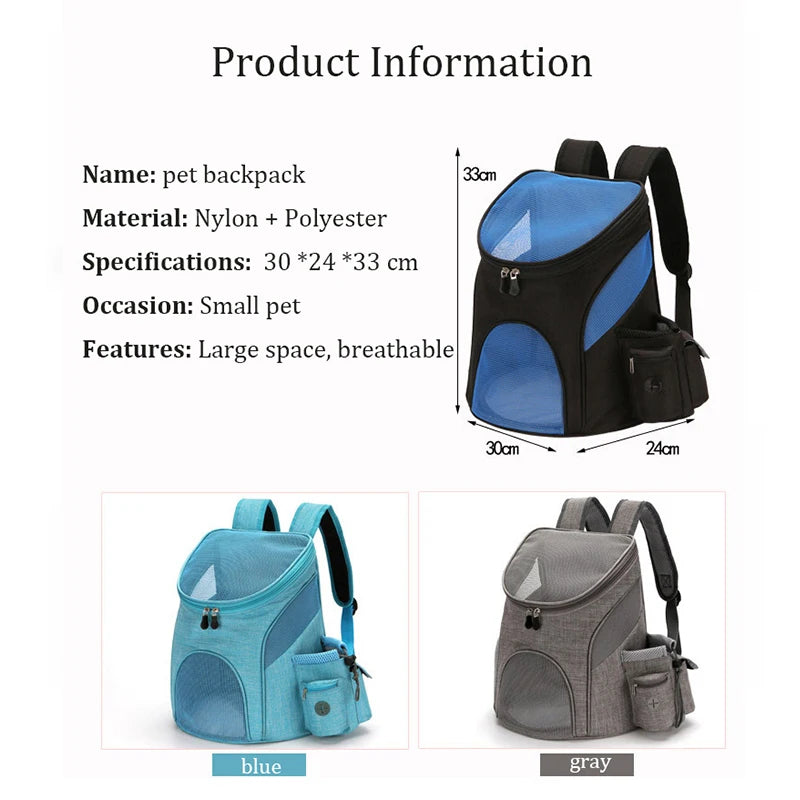 Breathable Big Space Dog Backpack High-quality Nylon Pet Cat Dog Carrier Bag Adjustable Shoulder Strap Pet Travel Backpack