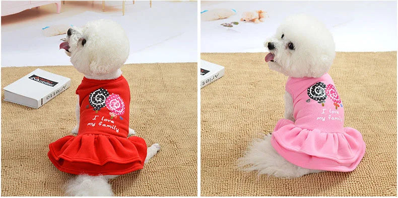 Teddy Dog Skirt Pet Clothes Dog Dresses for Small Dogs Cotton Puppy Cat Dress Christmas Princess Costume Chihuahua Pets Clothing