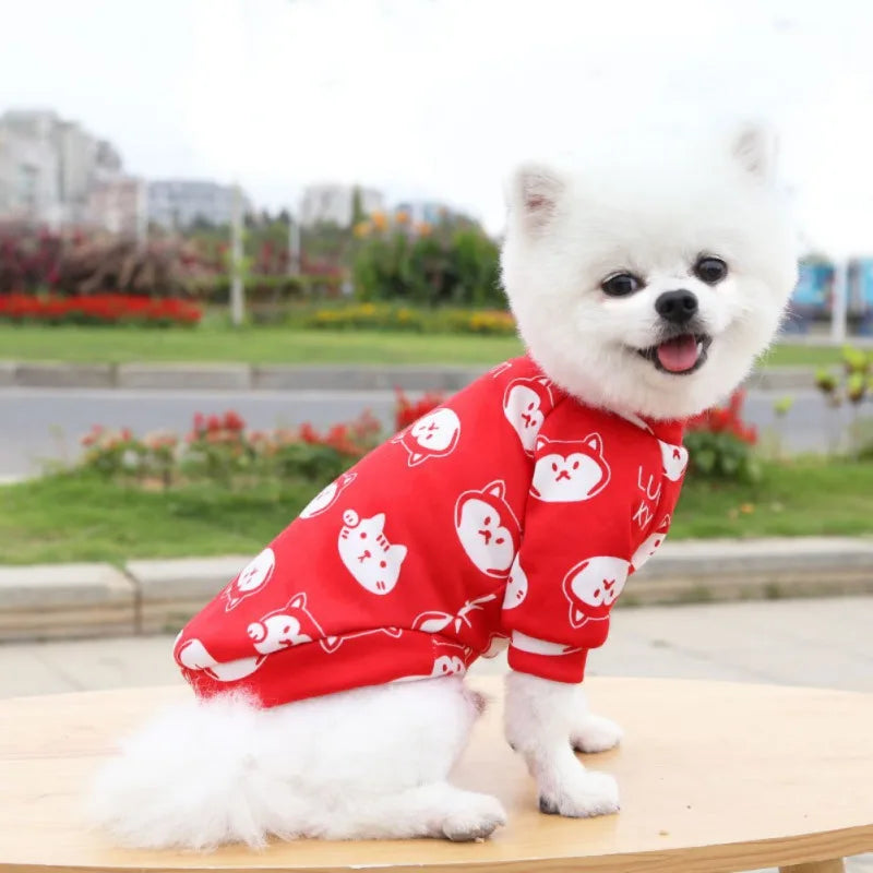 Cartoon Print Cute Pet Clothes for Small Dogs Cats Warm Vest Leisure Shirt Puppy Kitten Accessory Clothes