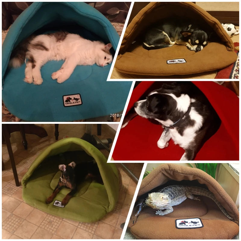 6 Colors Soft Polar Fleece Dog Beds Winter Warm Pet Heated Mat Small Dog Puppy Kennel House for Cats Sleeping Bag Nest Cave Bed