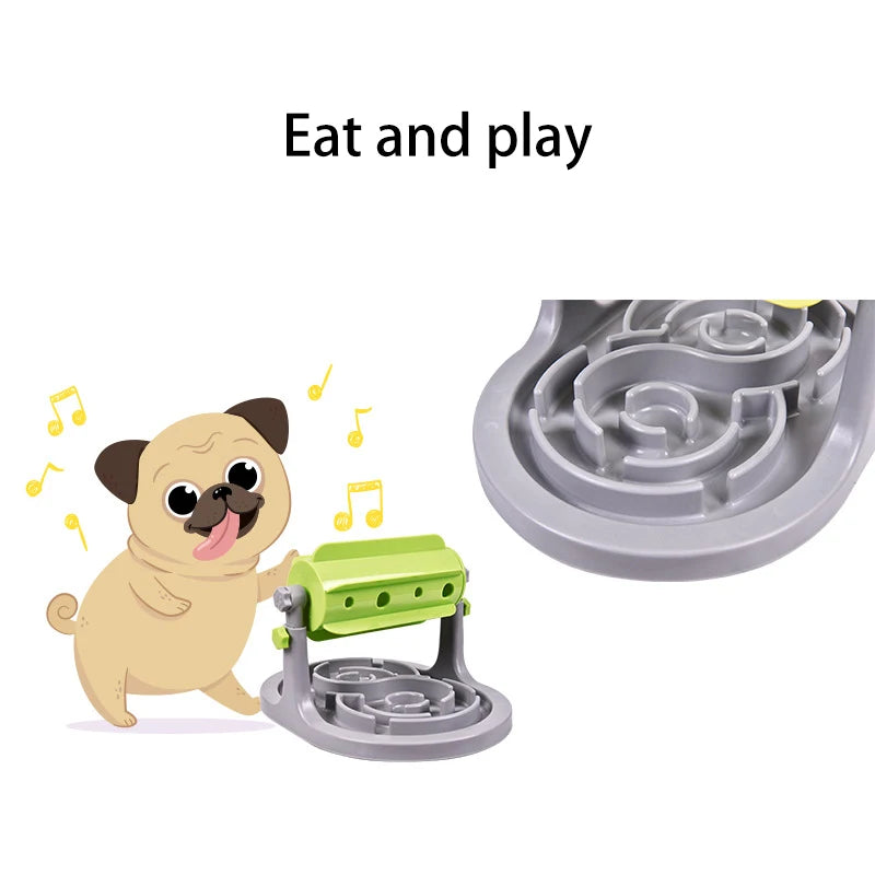 Rolling Adjustable Puzzle Slow Food Cat Dog Bowl Food Utensils Roller Leaking Food Anti Choke Slower Feeder Bowl Toy