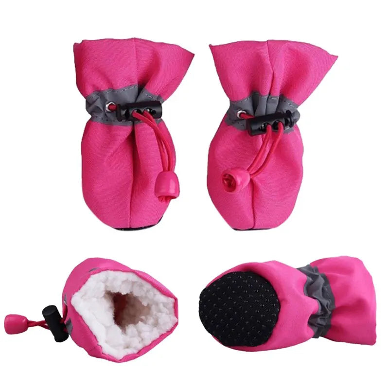 4pcs/set Waterproof Winter Warm Pet Dog Shoes Anti-slip Rain Snow Boots Thick For Small Cats Puppy Chihuahua Socks Booties