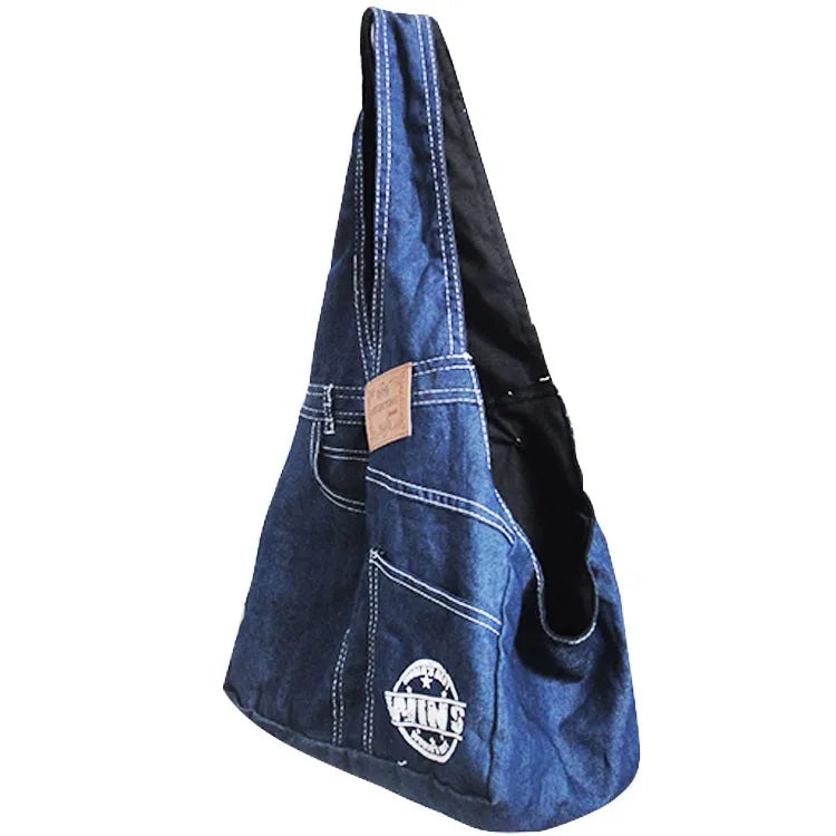 Denim Pet Carrier Bag, Outdoor Travel Puppy Shoulder Bags, Single Comfort Sling Handbag, Tote Pouch, Transport Pets