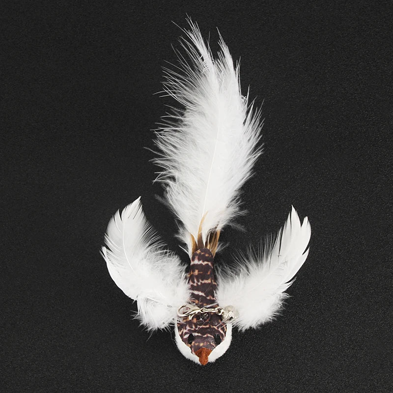 Cute Bird Cat Toy Feather Fake Birds Cat Teaser Stick Pet Toy Cat Stick Accessories