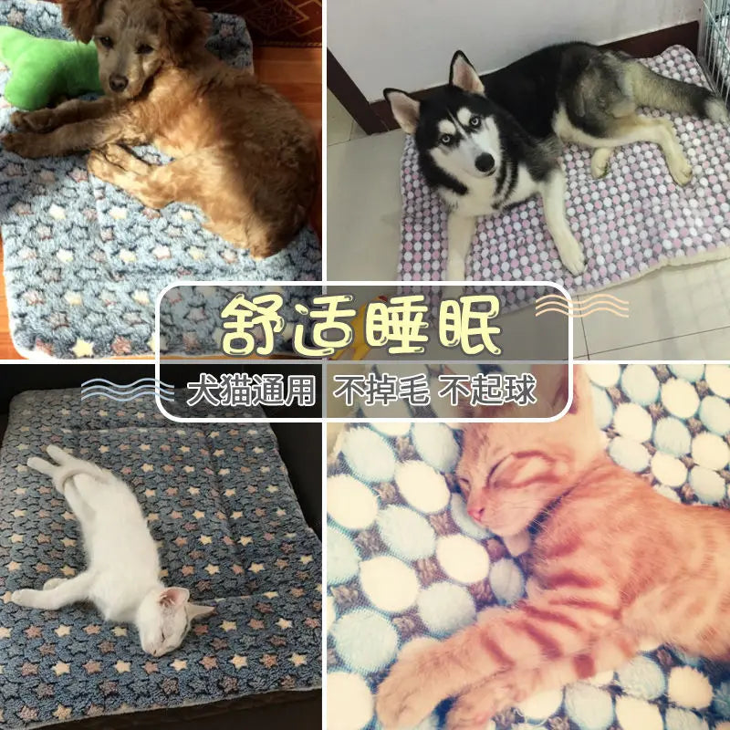 Soft Dog Blanket Pet Mats Cat Sofa Cushion Warm Home Fur Bed Pad Self Heat Rug Thermal Washable Pillow Mat Slipcover