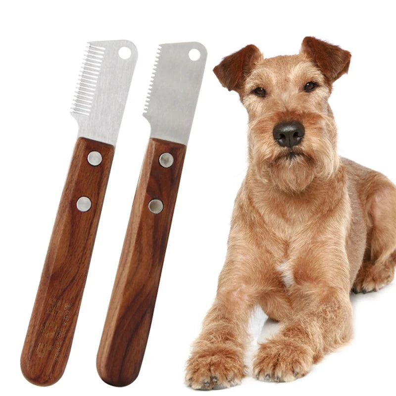 Professional Grooming Dog Comb Stainless Steel Wooden Handle Stripping Knife Pet Hair Remover Pluck Excess Undercoat accessories