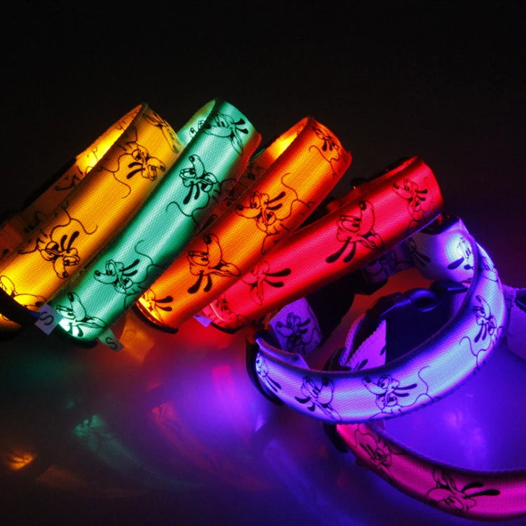 LED Dog Collar Light Night Safety Nylon Pet Dog Collar Glowing Luminous Collar Perro Luz Bright Dog Collar Electronic Pets Items