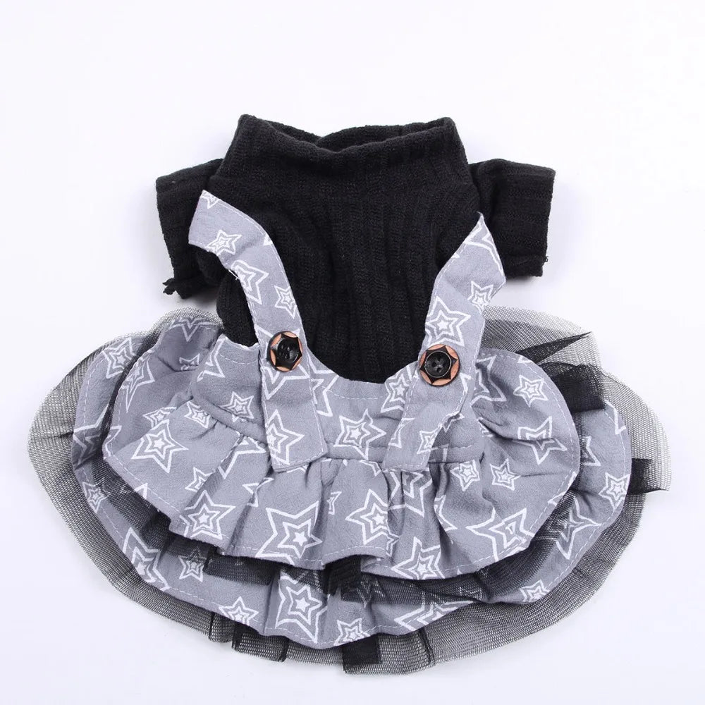 Small Dog Cat Dress/Jumpsuit Stars Design Pet Puppy T-Shirt Sweater Autumn/Spring Clothes Apparel