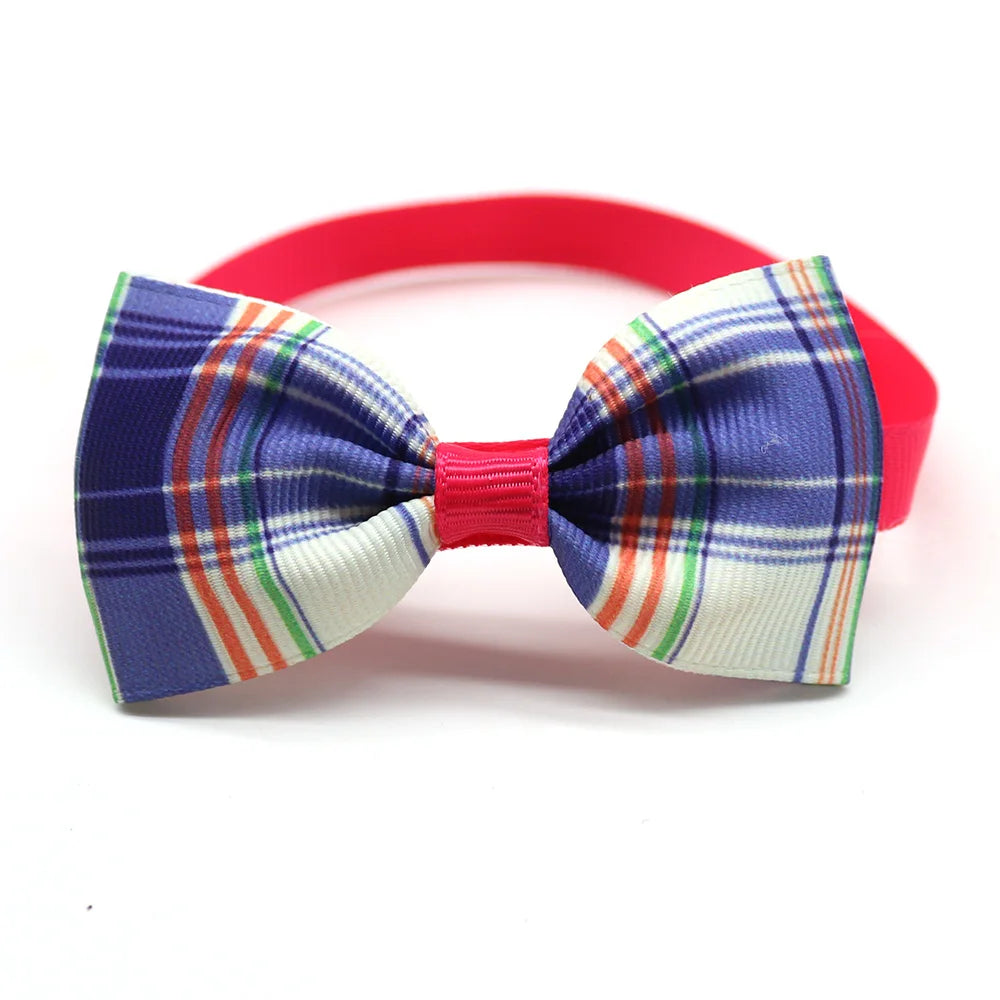 20 Pcs Pet Supplier Grid Design Dog Cat Bow Tie Adjustable Dog Collar Necktie Pet Grooming Accessories For Small Dog