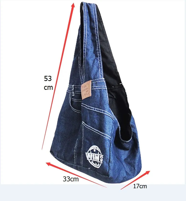 Denim Pet Carrier Bag, Outdoor Travel Puppy Shoulder Bags, Single Comfort Sling Handbag, Tote Pouch, Transport Pets