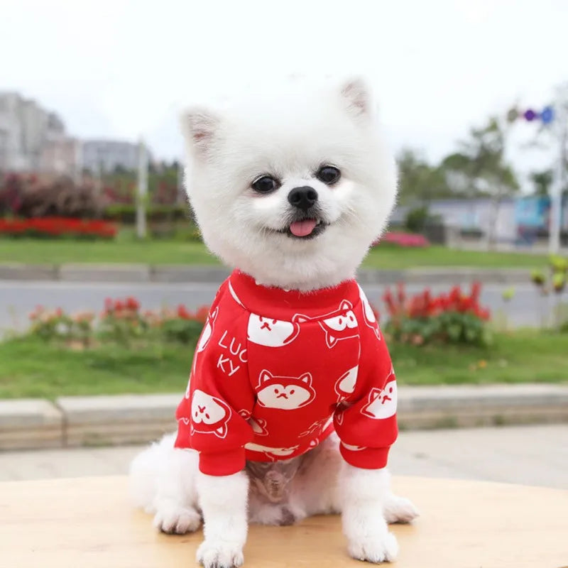 Cartoon Print Cute Pet Clothes for Small Dogs Cats Warm Vest Leisure Shirt Puppy Kitten Accessory Clothes