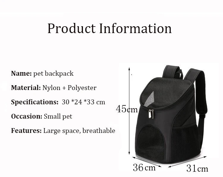 Breathable Big Space Dog Backpack High-quality Nylon Pet Cat Dog Carrier Bag Adjustable Shoulder Strap Pet Travel Backpack