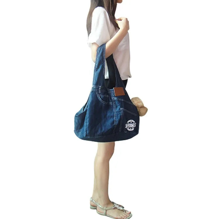 Denim Pet Carrier Bag, Outdoor Travel Puppy Shoulder Bags, Single Comfort Sling Handbag, Tote Pouch, Transport Pets