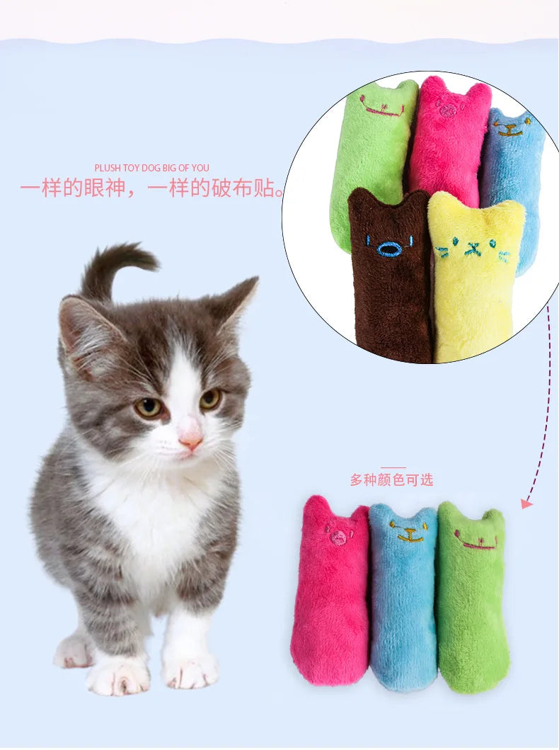 Juguetes de hierba gatera para rechinar los dientes, divertido juguete interactivo de peluche para gatos, juguete vocal para masticar gatitos, garras para morder el pulgar, menta para gatos