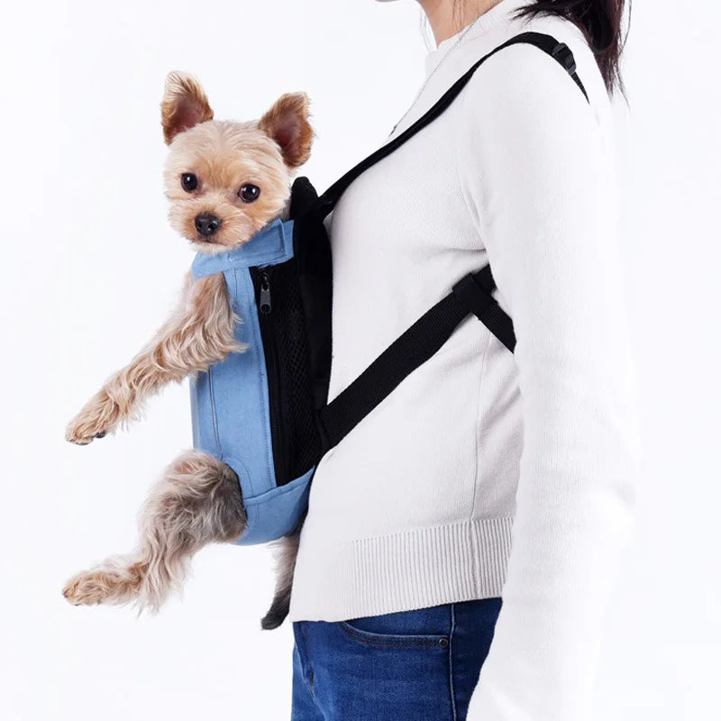 Sac à dos en denim pour chien et chat - Sac de transport pour petits chiens et chiots - Sac de transport pour animaux de compagnie - Canne de transport