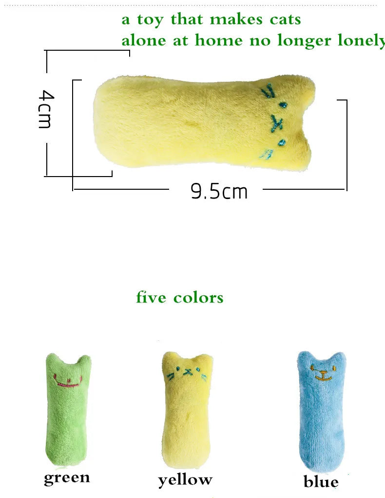 Juguetes de hierba gatera para rechinar los dientes, divertido juguete interactivo de peluche para gatos, juguete vocal para masticar gatitos, garras para morder el pulgar, menta para gatos