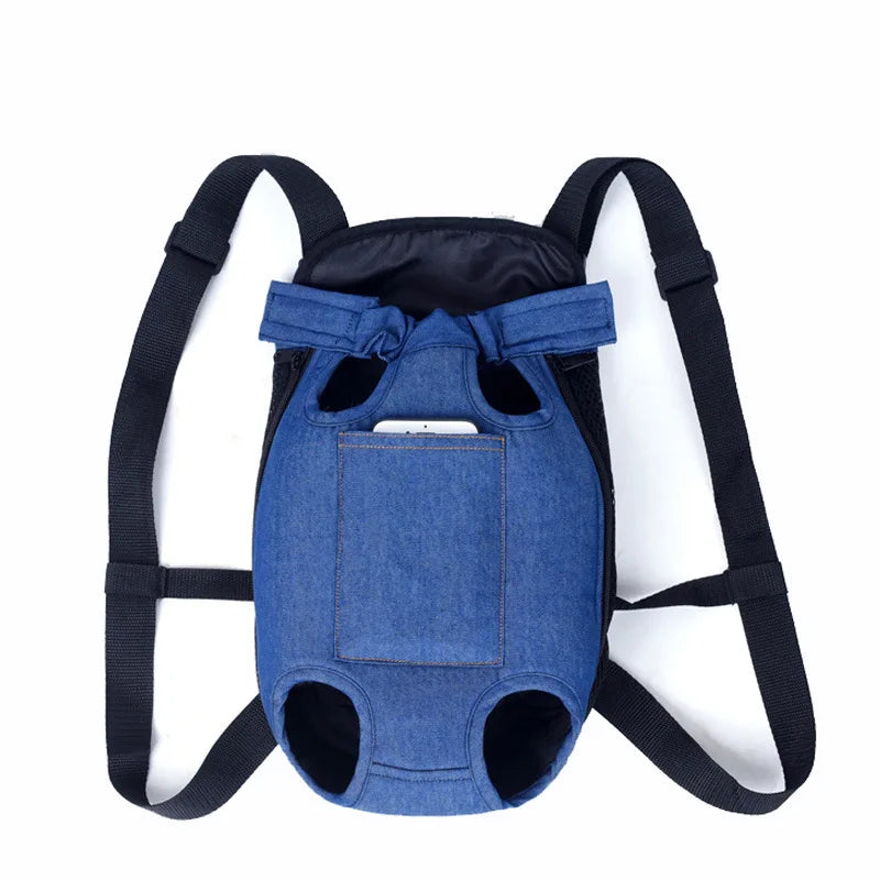 Sac à dos en denim pour chien et chat - Sac de transport pour petits chiens et chiots - Sac de transport pour animaux de compagnie - Canne de transport