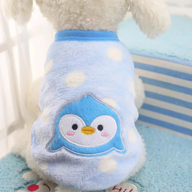 Fleece Dog Clothes Winter Small Dog Vest Cartooon Tiny Teacup Poodle Clothes For Dogs Shirt