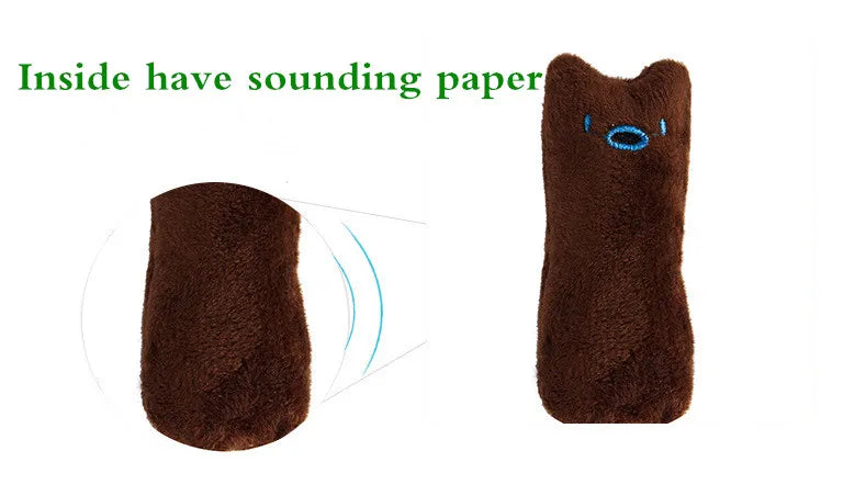 Juguetes de hierba gatera para rechinar los dientes, divertido juguete interactivo de peluche para gatos, juguete vocal para masticar gatitos, garras para morder el pulgar, menta para gatos