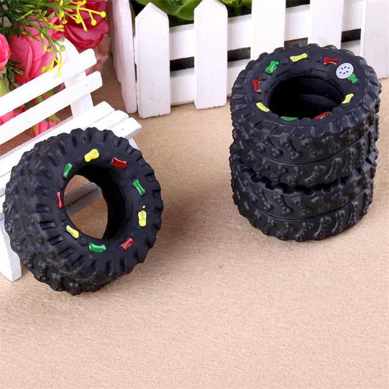 Rubber Tires Shape Pet Cat Dog Toys For Small Dogs Squeaky Kedi Puppy Toy For Dogs Cats Chew Dogs Pets Toys Supplies Jouet Chien